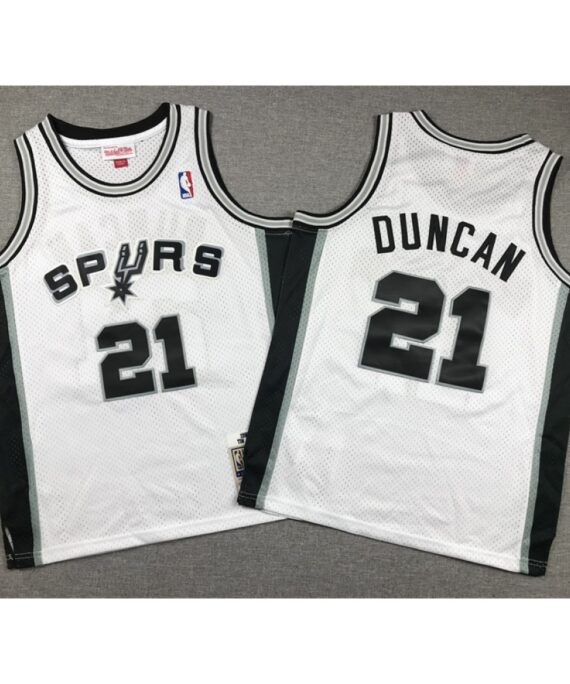 Tim Duncan Basketball #21 Jersey San Antonio Spurs White Child