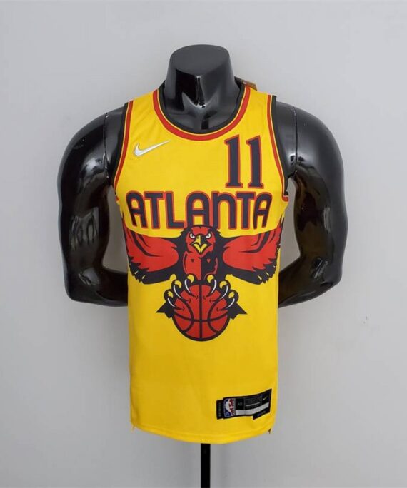 Trae Young Basketball Jersey #11 Atlanta Hawks 75th Anniversary Edition 2022 City Edition Yellow