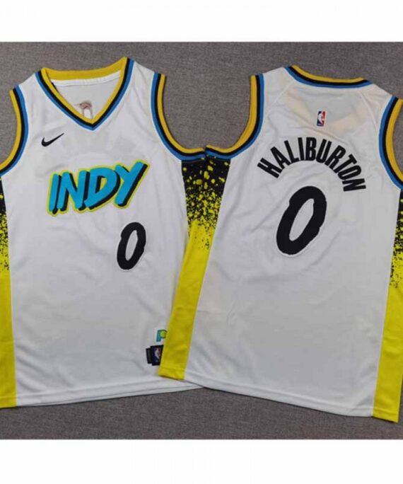Tyrese Haliburton Basketball Jersey #0 Indiana Pacers 2025 City Edition White Kids