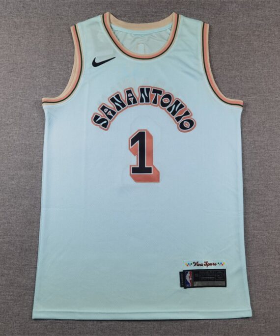 Victor Wembanyama Basketball Jersey #1 San Antonio Spurs 2025 City Edition Light Blue