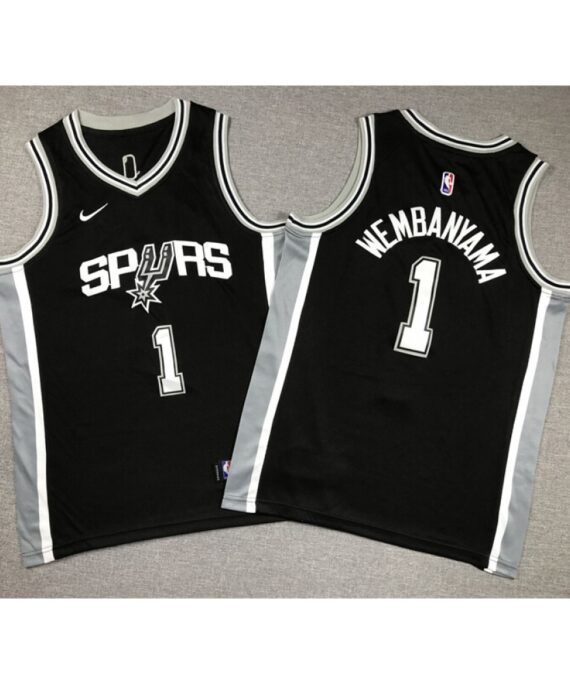 Victor Wembanyama Basketball #1 Jersey San Antonio Spurs Black Child