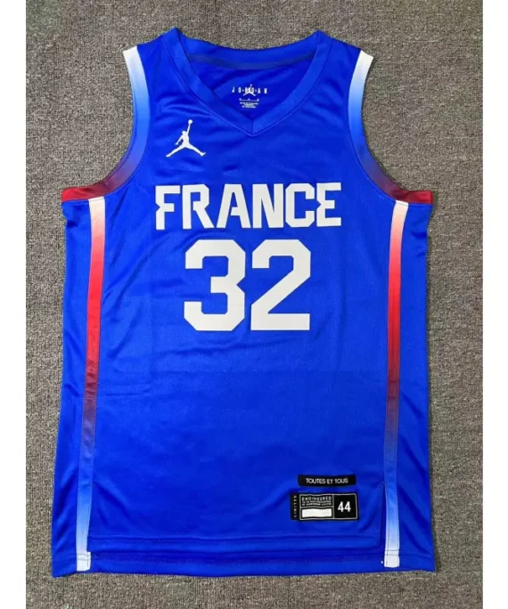 Victor Wembanyama Basketball Jersey #32 France 2024 Olympic Edition Paris Blue