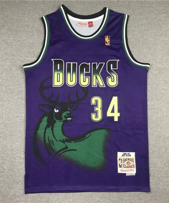 Walter Ray Allen Basketball Jersey #34 Milwaukee Bucks Purple