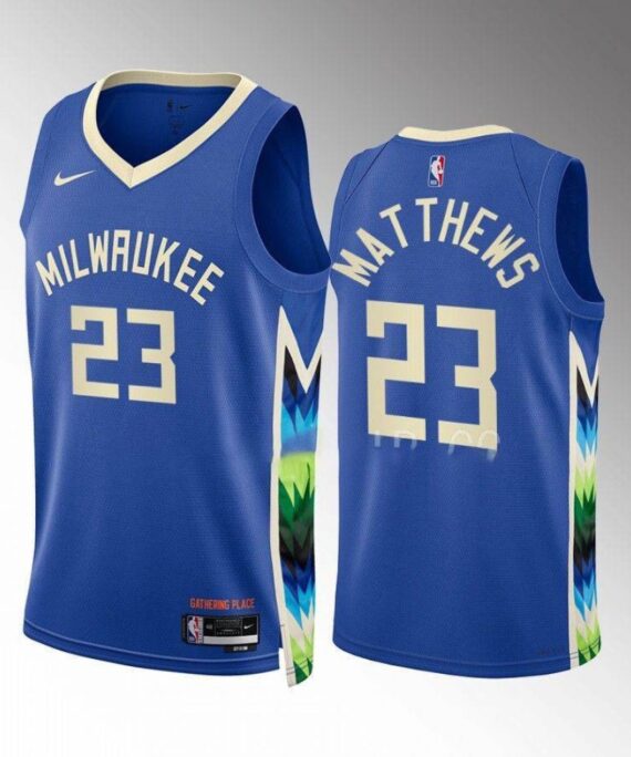 Wesley Matthews Basketball Jersey#23 Milwaukee Bucks 2022-23 Blue City Edition
