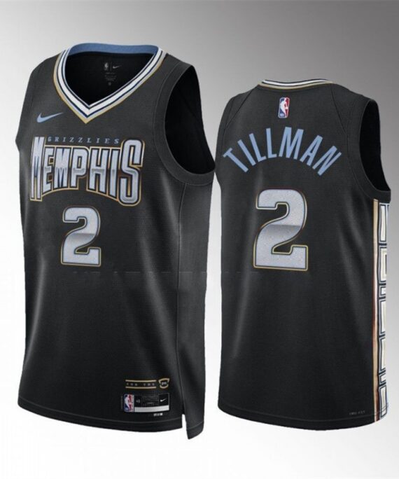 Xavier Tillman Basketball Jersey#2 Memphis Grizzlies 2023 Black City Edition