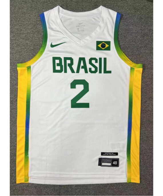Yago Santos Basketball Jersey #2 Brazil 2024 Olympic Edition Paris White
