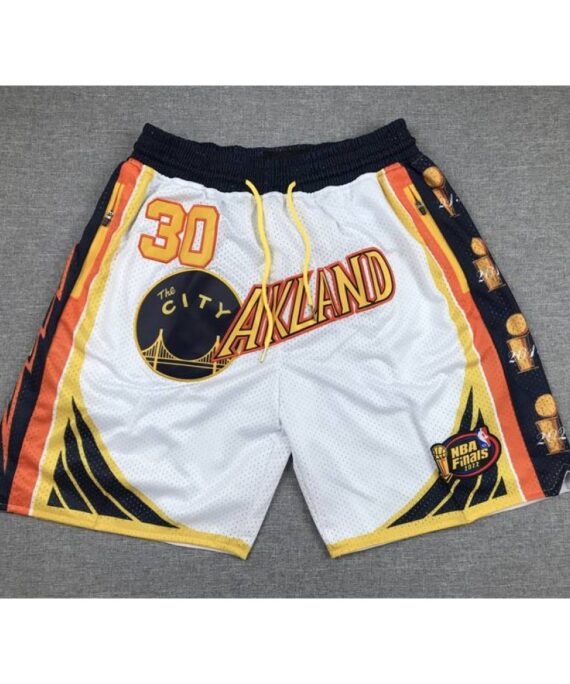 Stephen Curry Basketball #30 Golden State Warriors Champions Parade Edition White Pocket Shorts