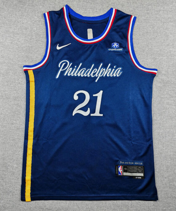 Joel Embiid Basketball Jersey#21 Philadelphia 76ers 2026 Blue City Edition