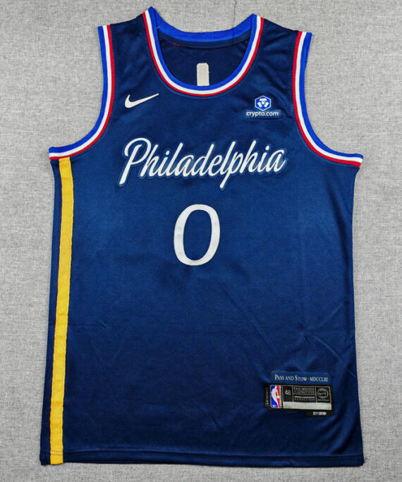 Tyrese Maxey Basketball Jersey#0 Philadelphia 76ers 2026 Blue City Edition