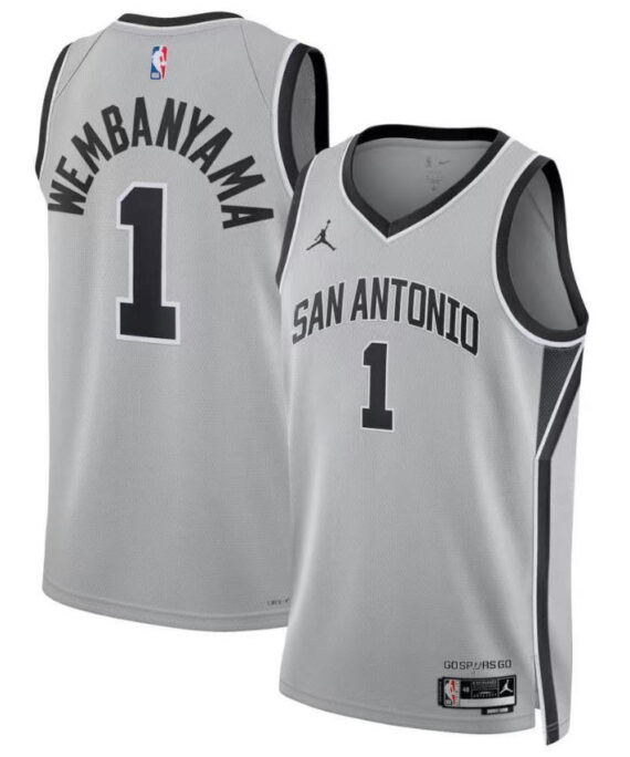 Victor Wembanyama Basketball Jersey#1 San Antonio Spurs 2026 Gray Statement Edition
