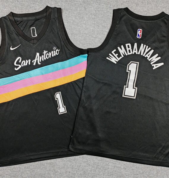 Victor Wembanyama Basketball Jersey#1 San Antonio Spurs 2026 Black City Edition Kids