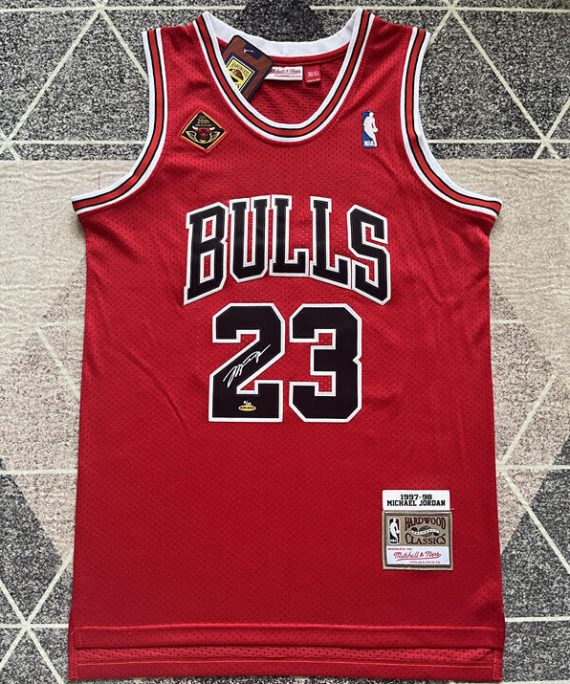 Michael Jordan #23 Chicago Bulls Firmada Edition Red Basketball Jersey