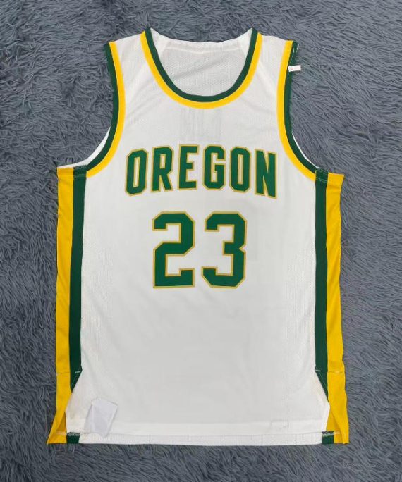 Wei Lin #23 Oregon Ducks White Green Yellow Basketball Jersey
